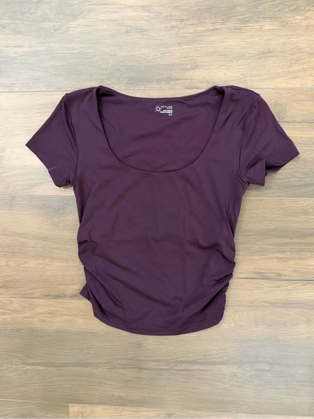aerie Short Sleeve Scoop Neck Top - Plum